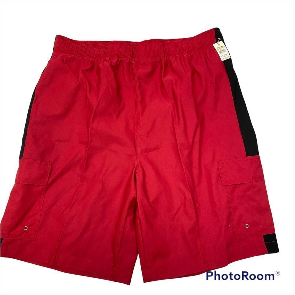 New with tags‎ Men’s Open Trails Red and Black Lined Swim Trunks Size XL